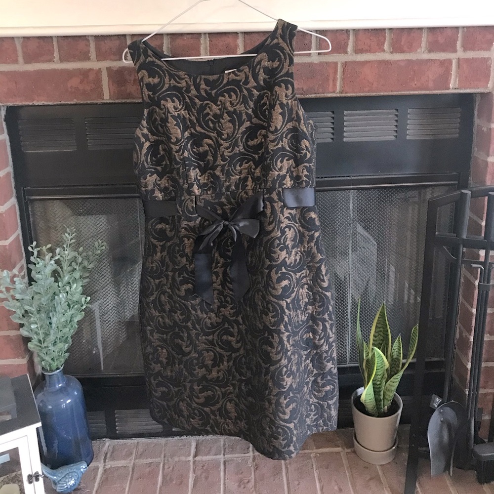 Jessica Howard Jacquard dress. Black & Bronze